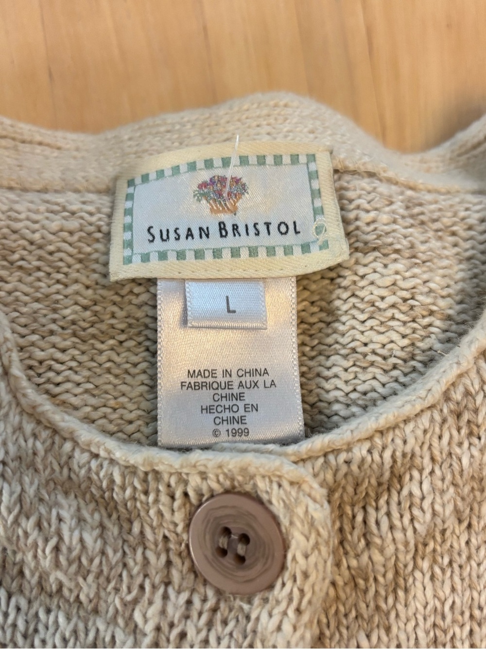 Susan Bristol Vintage 1999 Cat In A Sweater on a Farm!! Fall Autumn Cardigan - Picture 11 of 15